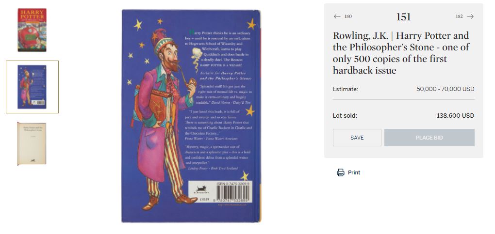 Screenshot from the auction webpage Image